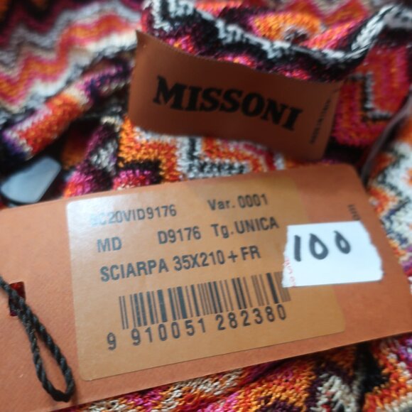 NWT Womens Missoni Multicolor Viscose Chevron Fringed Wrap Scarf Shawl OS - Picture 15 of 15